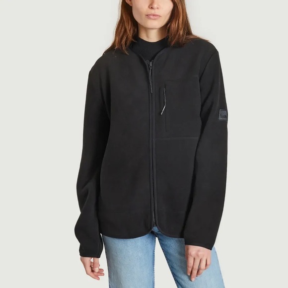 Rains Fleece Bomber Liner Jacket Size Medium NWT Solid Black - Picture 3 of 7